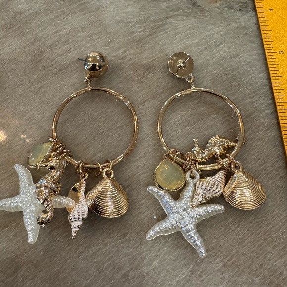 Jewelry - Gold and Silver Beach Charm Earrings with Starfish